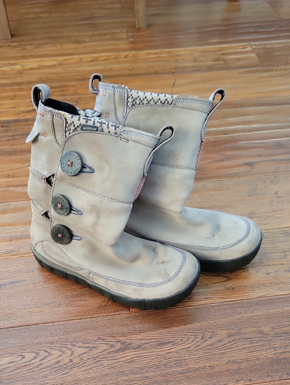 Women's Gray Waterproof Mid-Calf Button Boots